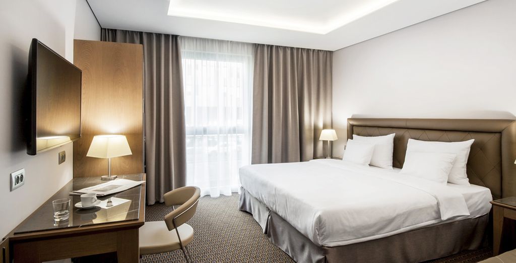 CHambre lit double tout fort au coeur d'un hôtel de luxe à Prague
